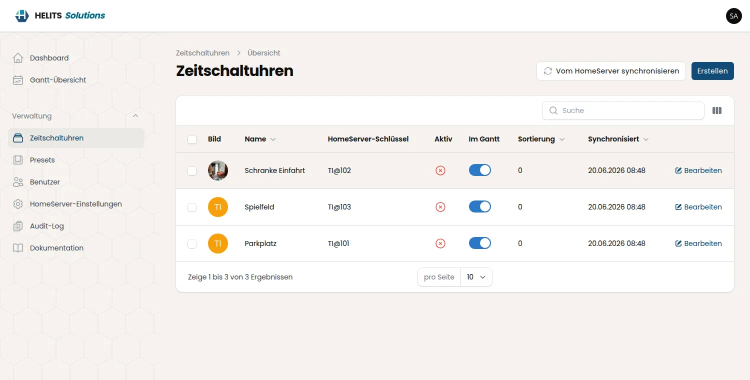 Timer-Liste
